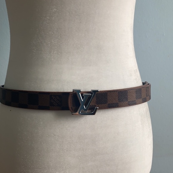 Louis Vuitton Brown Reversible Belt silver buckle